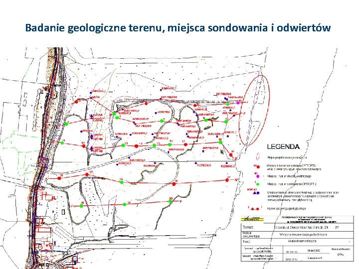 Badanie geologiczne terenu, miejsca sondowania i odwiertów 