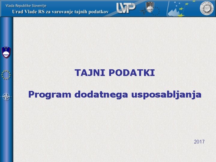 TAJNI PODATKI Program dodatnega usposabljanja 2017 