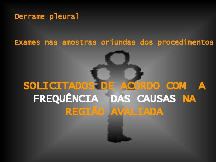 Derrame pleural Exames nas amostras oriundas dos procedimentos SOLICITADOS DE ACORDO COM A FREQUÊNCIA