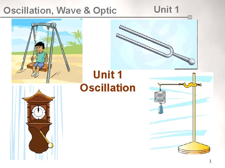 Oscillation, Wave & Optic Unit 1 Oscillation 1 