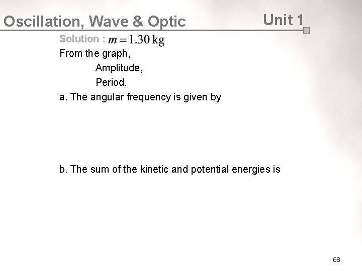 Oscillation, Wave & Optic Unit 1 Solution : From the graph, Amplitude, Period, a.