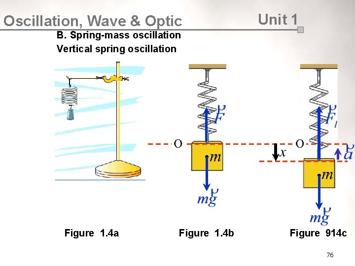 Oscillation, Wave & Optic Unit 1 B. Spring-mass oscillation Vertical spring oscillation Figure 1.