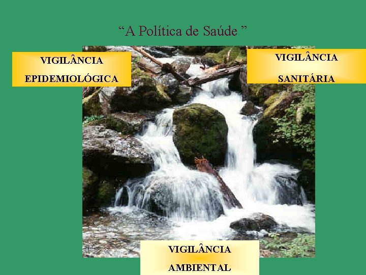 “A Política de Saúde ” VIGIL NCIA EPIDEMIOLÓGICA SANITÁRIA VIGIL NCIA AMBIENTAL 