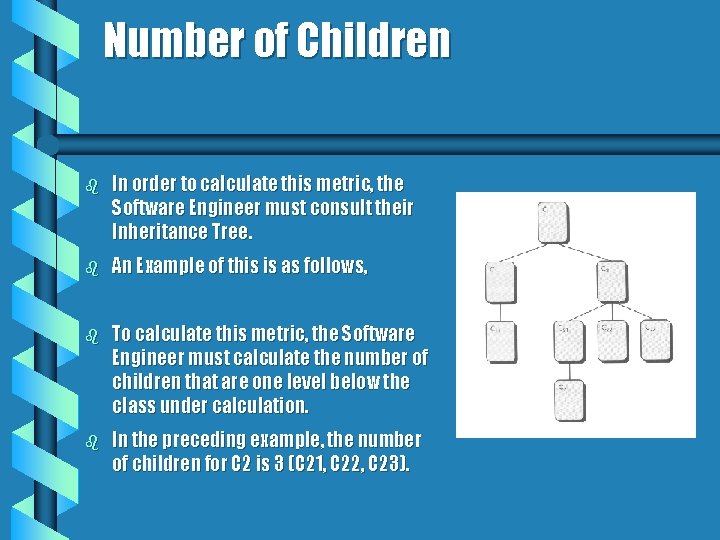Number of Children b In order to calculate this metric, the Software Engineer must