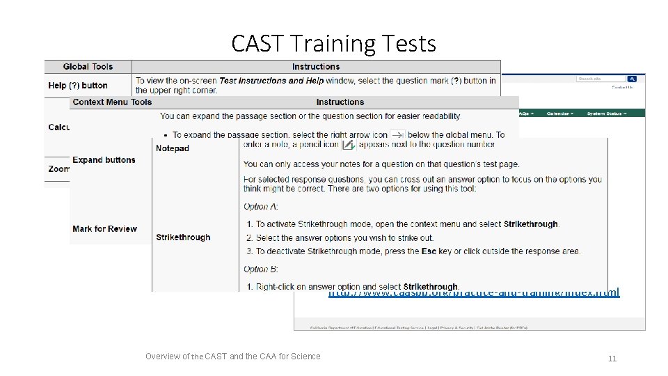 CAST Training Tests http: //www. caaspp. org/practice-and-training/index. html Overview of the CAST and the