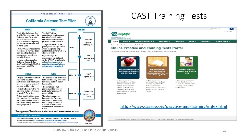 CAST Training Tests http: //www. caaspp. org/practice-and-training/index. html Overview of the CAST and the