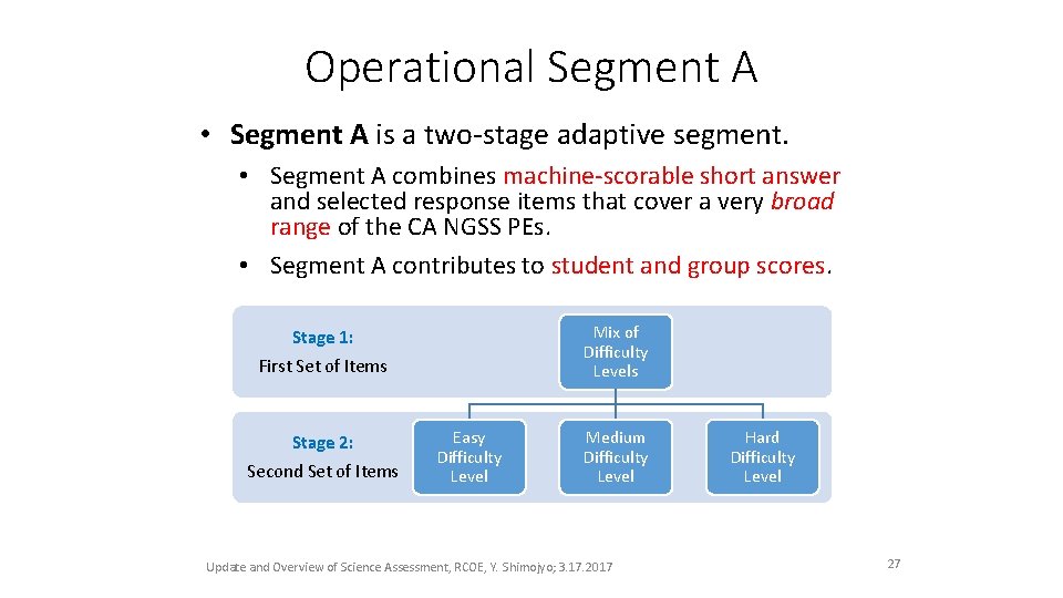 Operational Segment A • Segment A is a two-stage adaptive segment. • Segment A