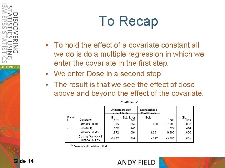 To Recap • To hold the effect of a covariate constant all we do