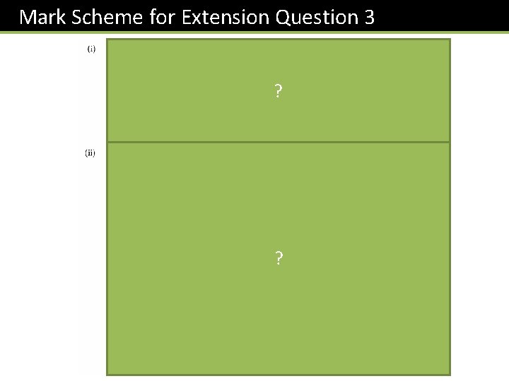 Mark Scheme for Extension Question 3 ? ? 