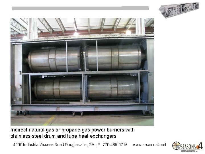 Indirect natural gas or propane gas power burners with stainless steel drum and tube