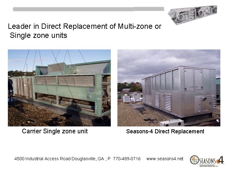Leader in Direct Replacement of Multi-zone or Single zone units Carrier Single zone unit