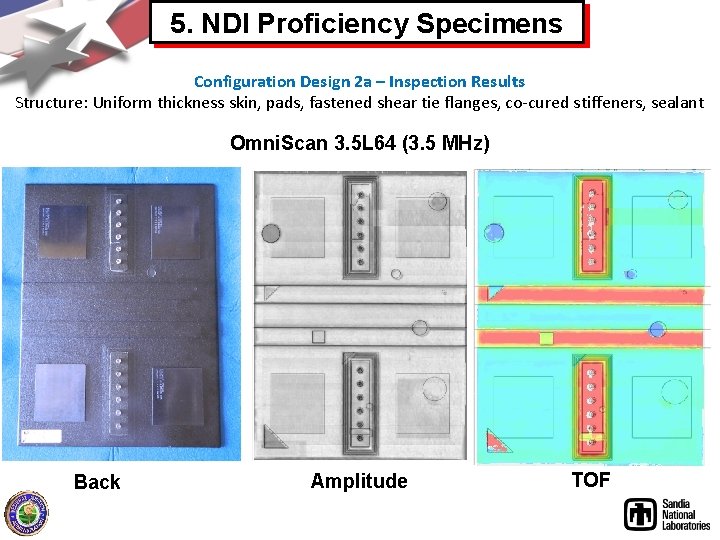 5. NDI Proficiency Specimens Configuration Design 2 a – Inspection Results Structure: Uniform thickness