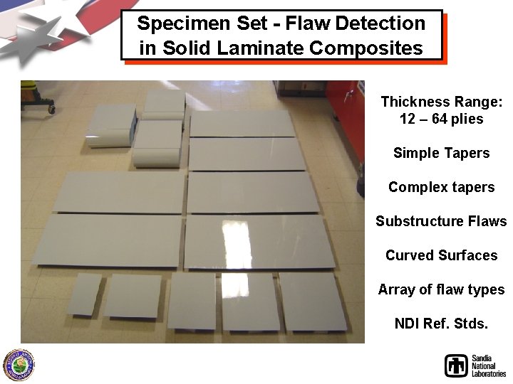 Specimen Set - Flaw Detection in Solid Laminate Composites Thickness Range: 12 – 64