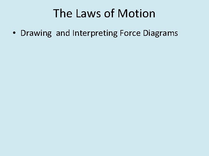 The Laws of Motion • Drawing and Interpreting Force Diagrams 