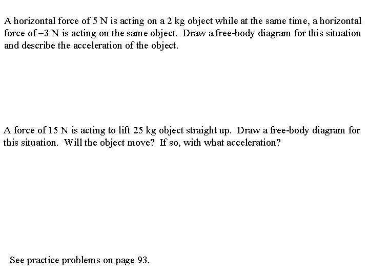 A horizontal force of 5 N is acting on a 2 kg object while