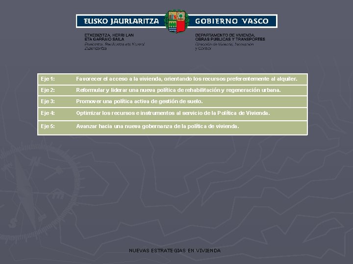 Eje 1: Favorecer el acceso a la vivienda, orientando los recursos preferentemente al alquiler.