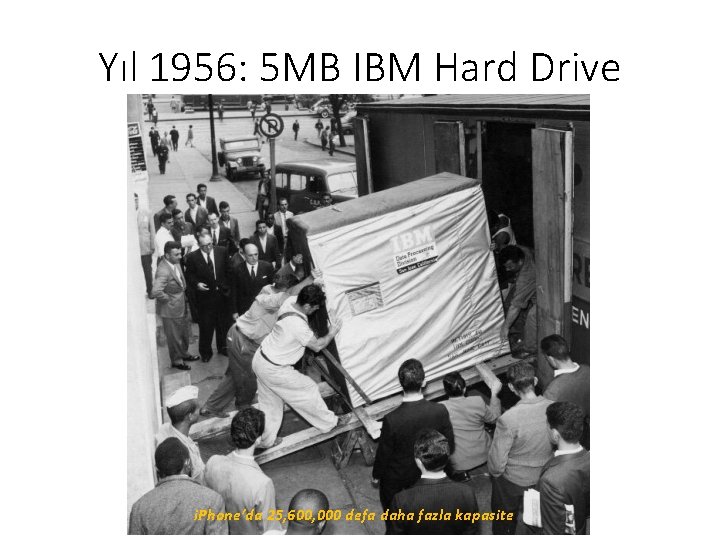 Yıl 1956: 5 MB IBM Hard Drive i. Phone’da 25, 600, 000 defa daha Yıl 1956: 5 MB IBM Hard Drive i. Phone’da 25, 600, 000 defa daha
