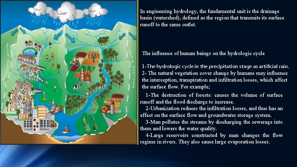 In engineering hydrology, the fundamental unit is the drainage basin (watershed), defined as the In engineering hydrology, the fundamental unit is the drainage basin (watershed), defined as the