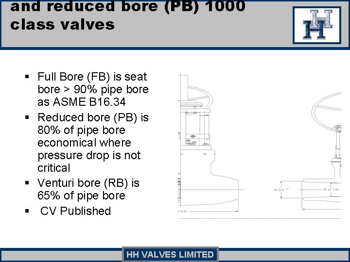 and reduced bore (PB) 1000 class valves § Full Bore (FB) is seat bore and reduced bore (PB) 1000 class valves § Full Bore (FB) is seat bore