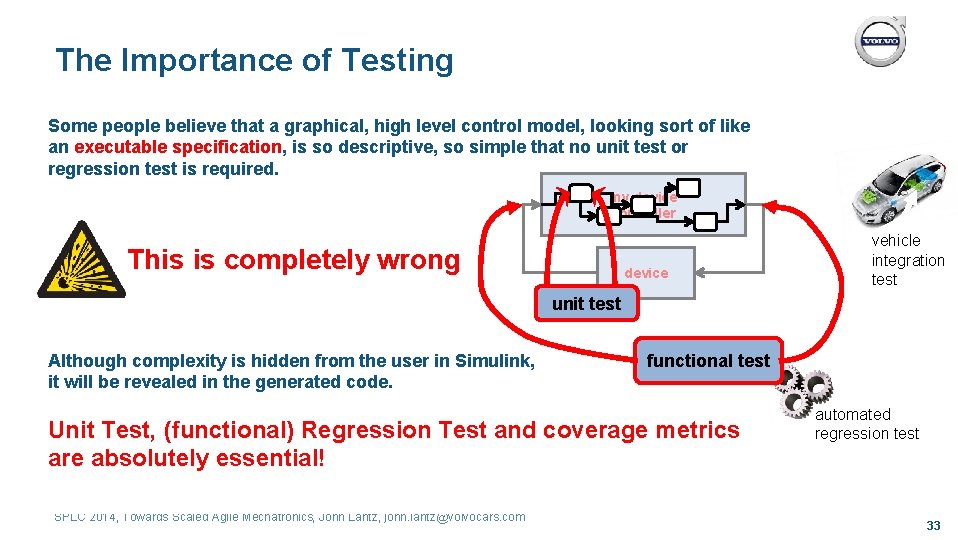 The Importance of Testing Some people believe that a graphical, high level control model,