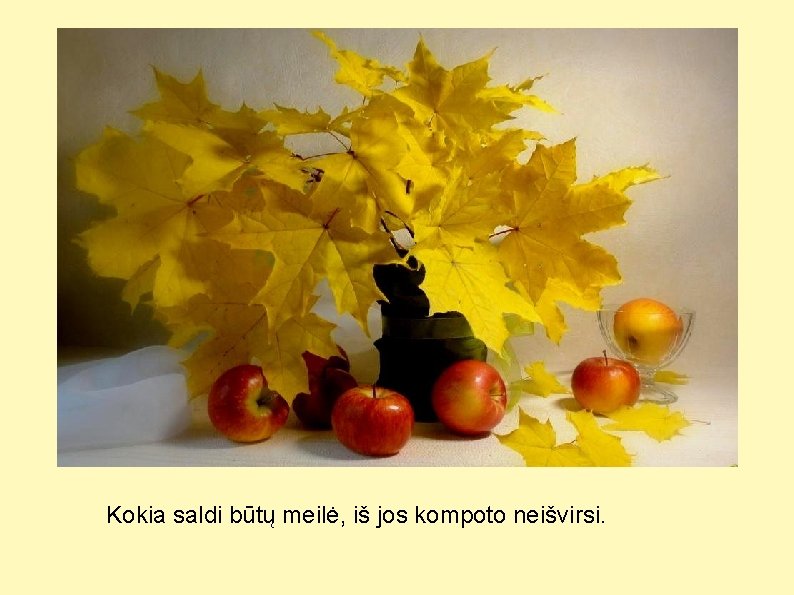 Kokia saldi būtų meilė, iš jos kompoto neišvirsi. 