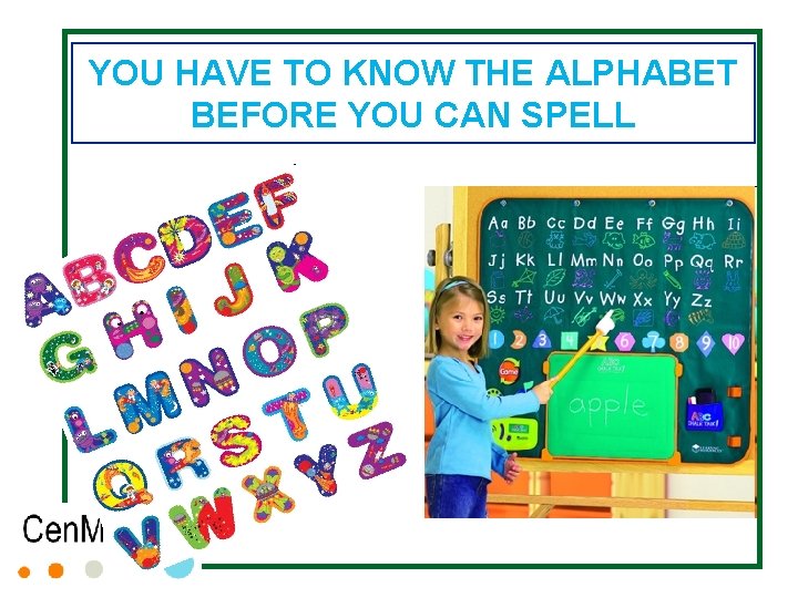 YOU HAVE TO KNOW THE ALPHABET BEFORE YOU CAN SPELL 