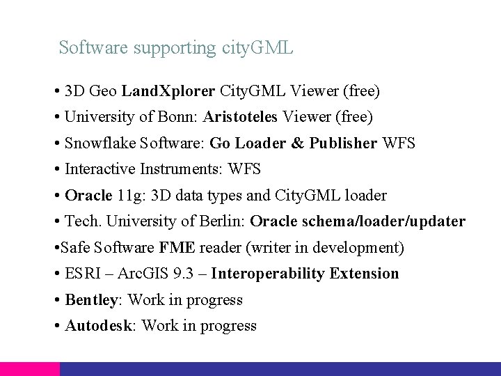 Software supporting city. GML • 3 D Geo Land. Xplorer City. GML Viewer (free)
