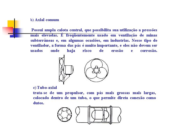 b) Axial comum Possui ampla calota central, que possibilita sua utilização a pressões mais