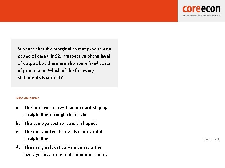 T 7. 4 Fixed cost Suppose that the marginal cost of producing a pound T 7. 4 Fixed cost Suppose that the marginal cost of producing a pound