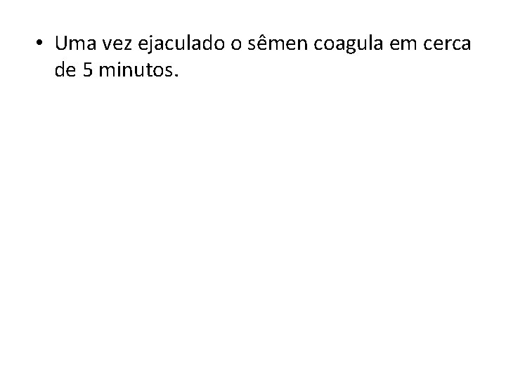  • Uma vez ejaculado o sêmen coagula em cerca de 5 minutos. 