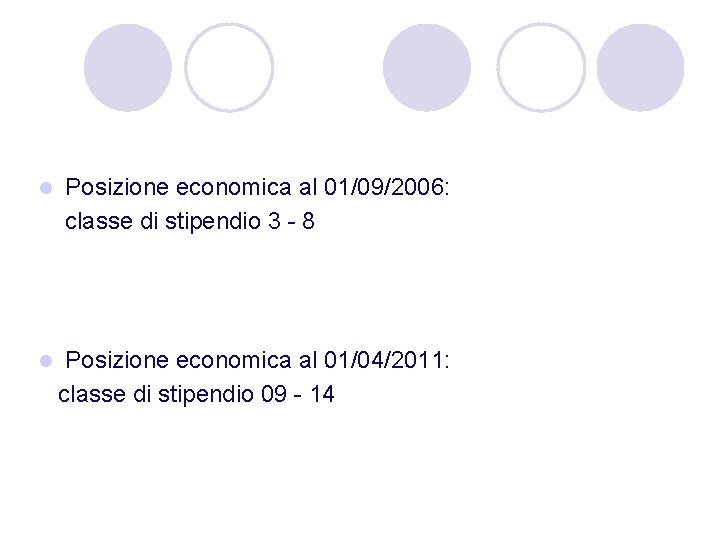 l Posizione economica al 01/09/2006: classe di stipendio 3 - 8 l Posizione economica