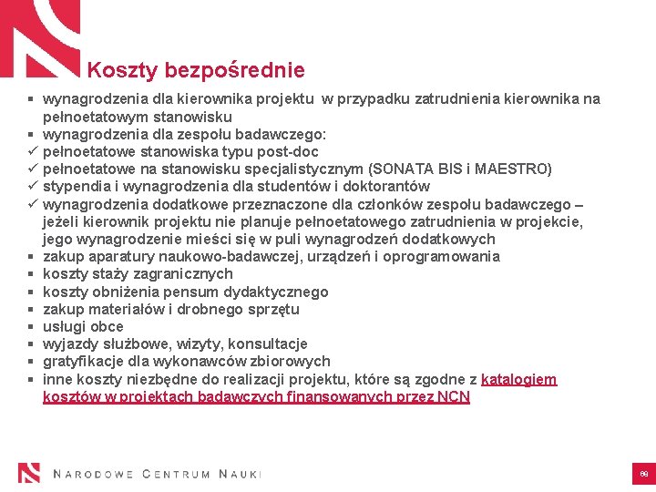 Koszty bezpośrednie § wynagrodzenia dla kierownika projektu w przypadku zatrudnienia kierownika na pełnoetatowym stanowisku