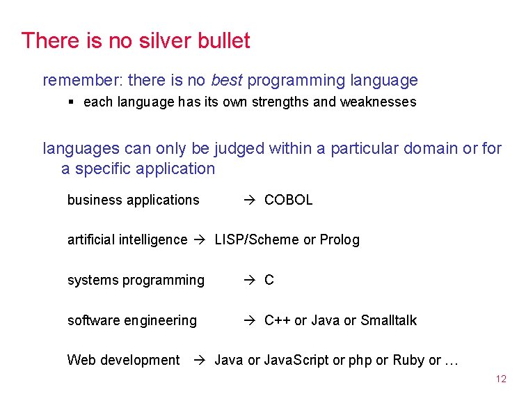 There is no silver bullet remember: there is no best programming language § each