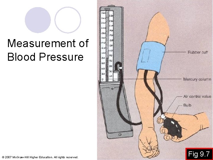 Measurement of Blood Pressure © 2007 Mc. Graw-Hill Higher Education. All rights reserved. Fig