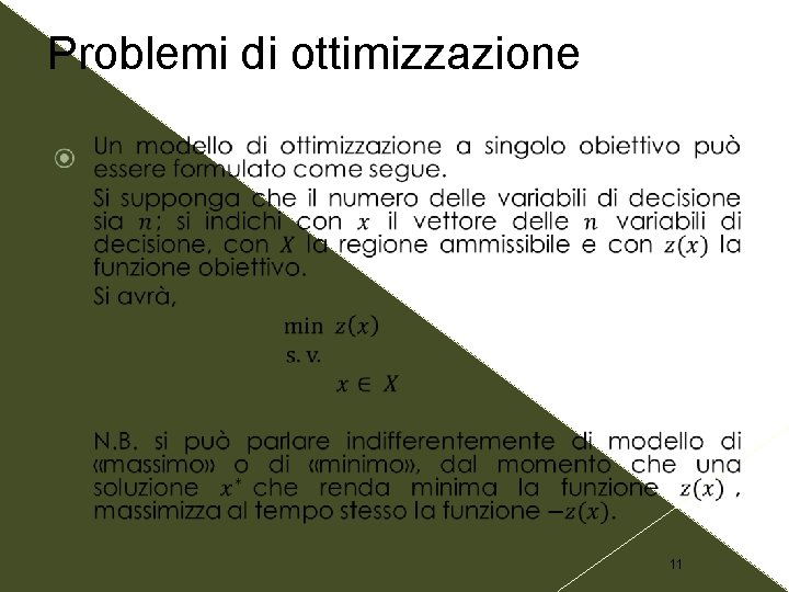 Problemi di ottimizzazione 11 