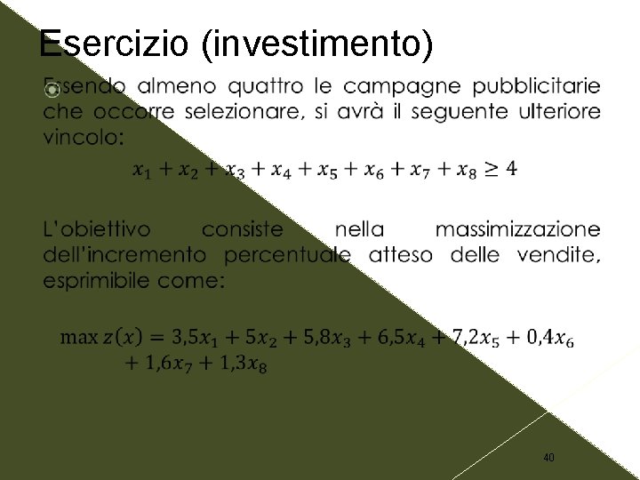 Esercizio (investimento) 40 