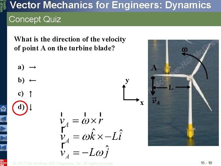 Tenth Edition Vector Mechanics for Engineers: Dynamics Concept Quiz What is the direction of
