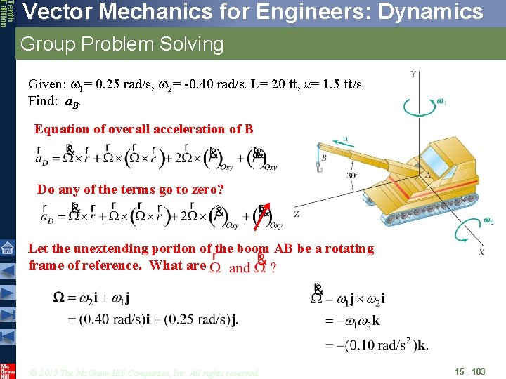 Tenth Edition Vector Mechanics for Engineers: Dynamics Group Problem Solving Given: w 1= 0.