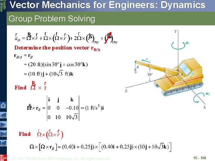 Tenth Edition Vector Mechanics for Engineers: Dynamics Group Problem Solving Determine the position vector