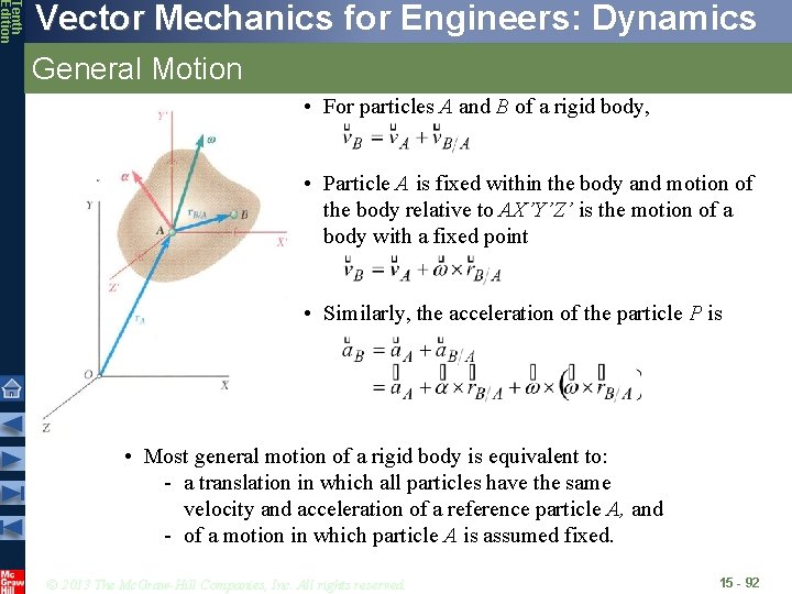 Tenth Edition Vector Mechanics for Engineers: Dynamics General Motion • For particles A and