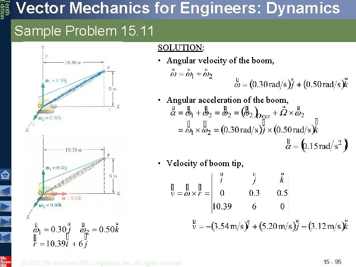 Tenth Edition Vector Mechanics for Engineers: Dynamics Sample Problem 15. 11 SOLUTION: • Angular