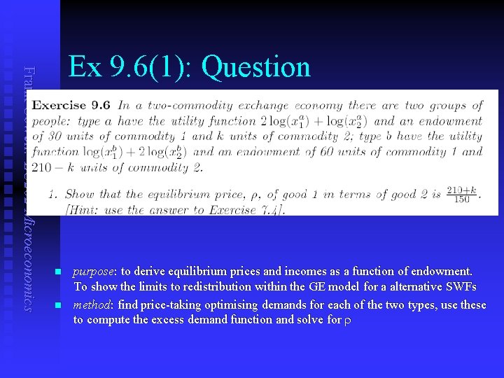 Frank Cowell: EC 202 Microeconomics Ex 9. 6(1): Question n n purpose: to derive