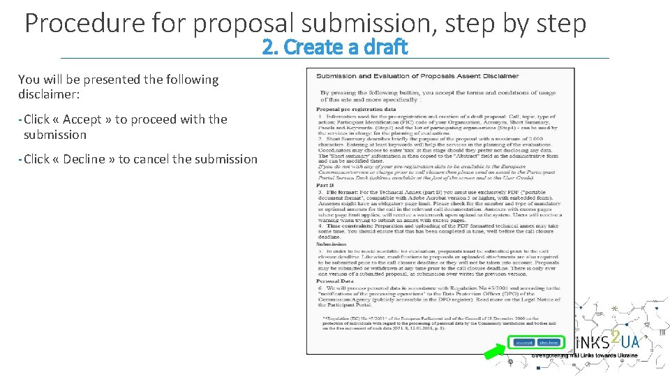 Procedure for proposal submission, step by step 2. Create a draft You will be
