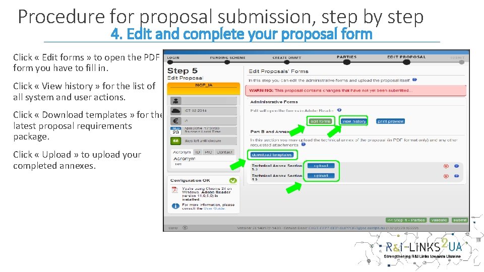 Procedure for proposal submission, step by step 4. Edit and complete your proposal form