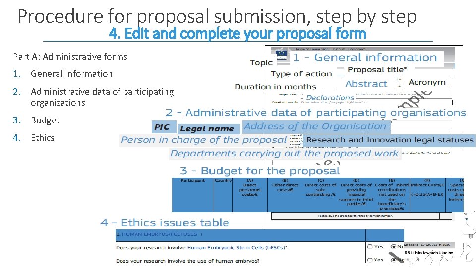 Procedure for proposal submission, step by step 4. Edit and complete your proposal form