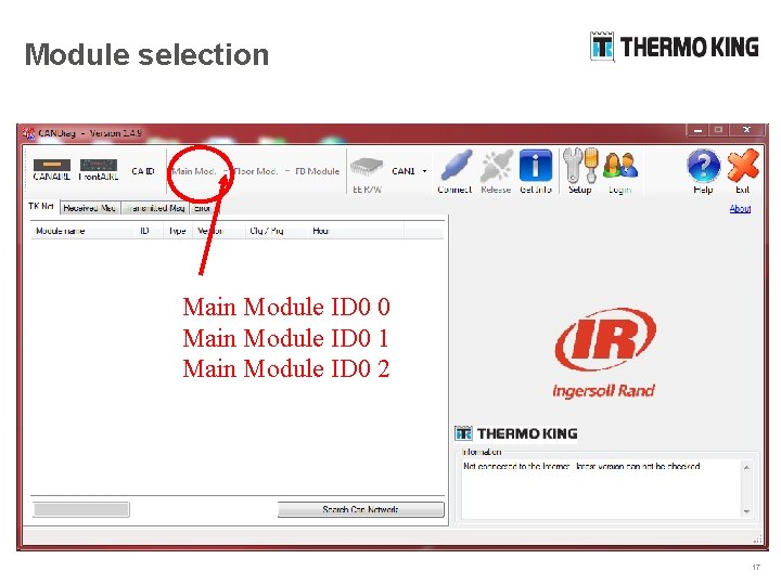 Module selection Main Module ID 0 0 Main Module ID 0 1 Main Module