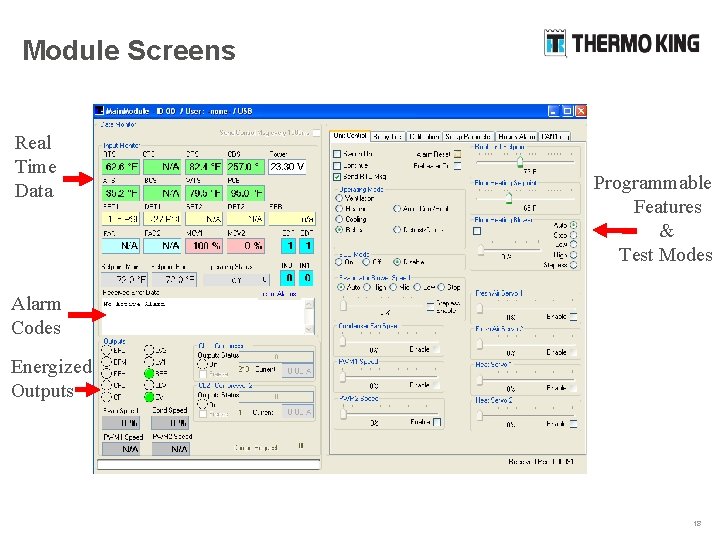 Module Screens Real Time Data Programmable Features & Test Modes Alarm Codes Energized Outputs