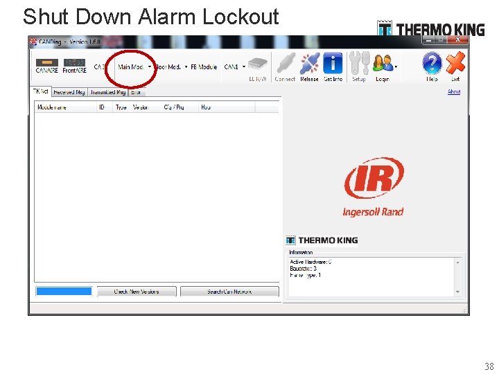 Shut Down Alarm Lockout 38 