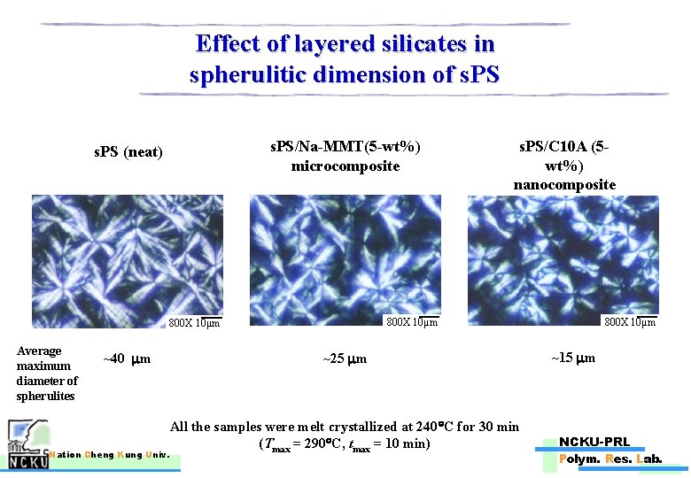 Effect of layered silicates in spherulitic dimension of s. PS/Na-MMT(5 -wt%) microcomposite s. PS