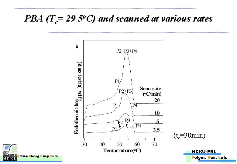 PBA (Tc= 29. 5 o. C) and scanned at various rates (tc=30 min) Nation